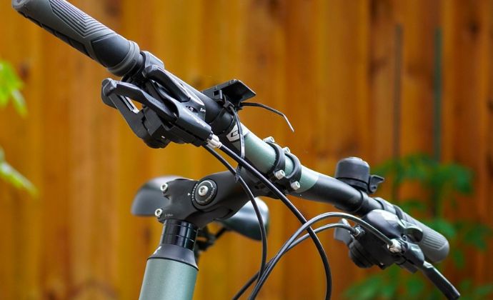 newly-adjusted mountain bike handlebars