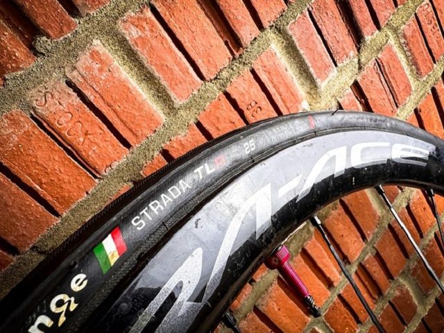 A side of a bike tire